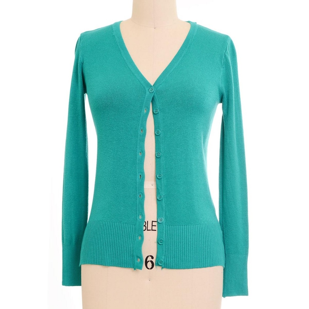 NEW Classic Cardigan in Jade Green - Picture 3 of 3